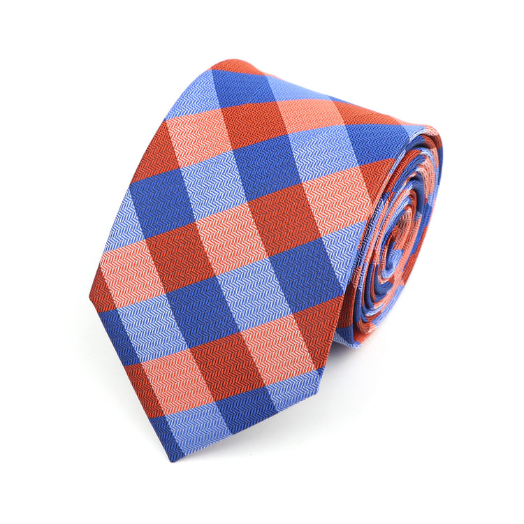 Summer Gingham Tie In Orange And Blue-SHOPWITHSTYLE