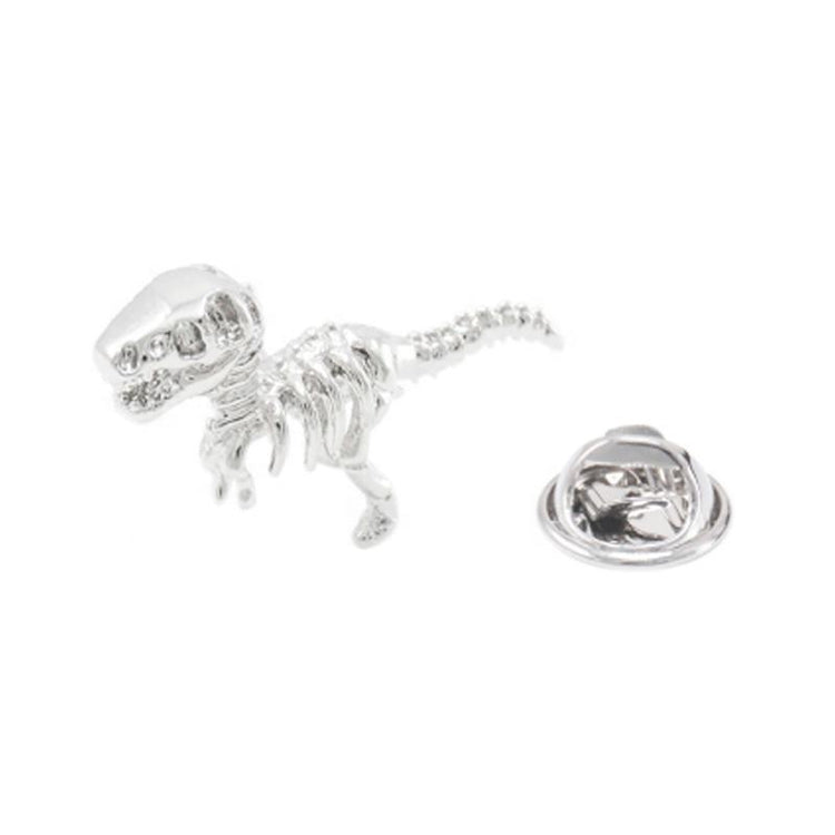 Silver Dinosaur Lapel Pin-SHOPWITHSTYLE