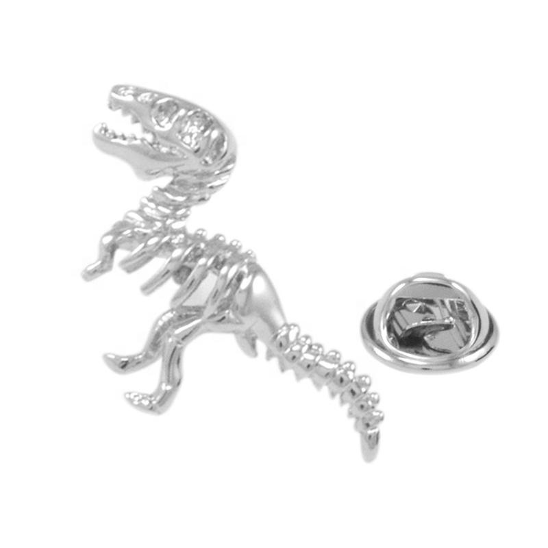 Silver Dinosaur Lapel Pin-SHOPWITHSTYLE