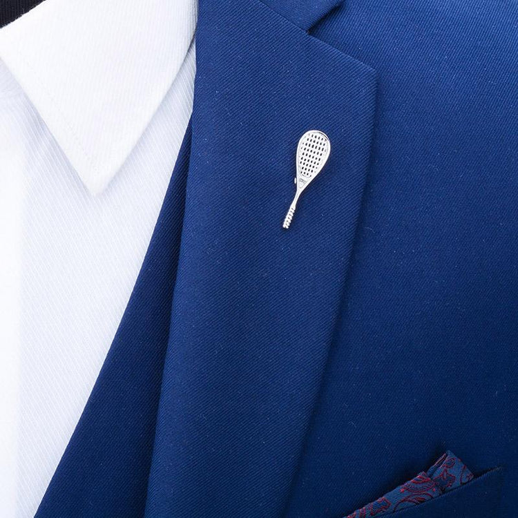 Silver Tennis Racket Lapel Pin-SHOPWITHSTYLE