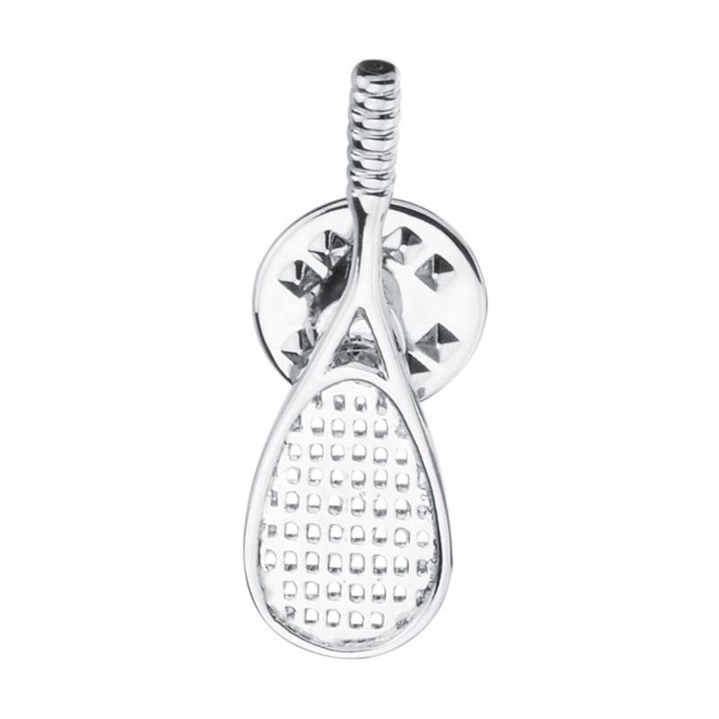 Silver Tennis Racket Lapel Pin-SHOPWITHSTYLE