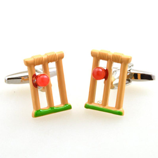 Cricket Stumps and Ball Cufflinks