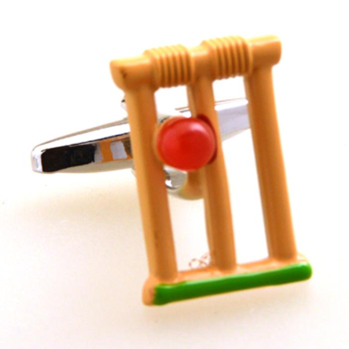 Cricket Stumps and Ball Cufflinks