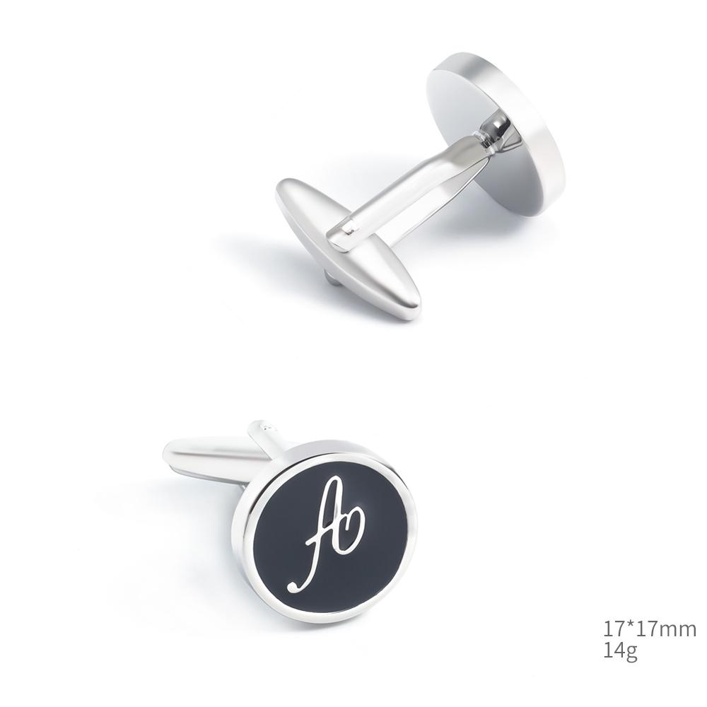 Black Enamel Letter A Monogram Cufflinks-SHOPWITHSTYLE