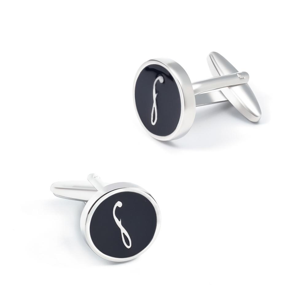 Black Enamel Letter I Monogram Cufflinks-SHOPWITHSTYLE