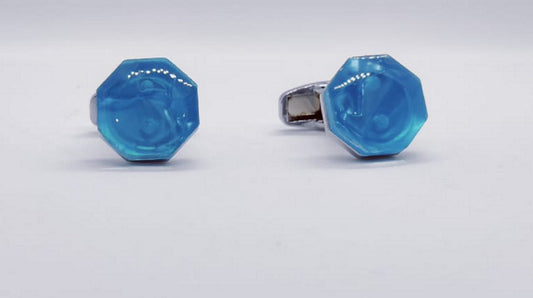 Aquablue Hexagone Silver Opal Cufflinks