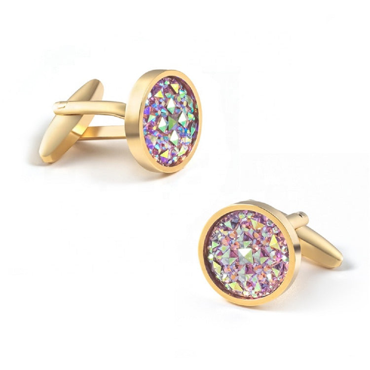 Gold Tone Colorful Opal Stone Cufflinks