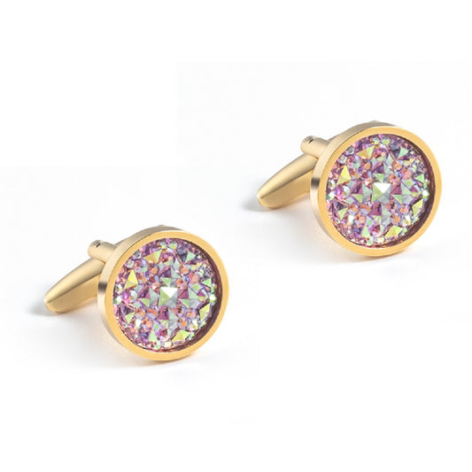 Gold Tone Colorful Opal Stone Cufflinks