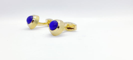 Luxury High-end opal Gold Cufflinks with Blue Stone