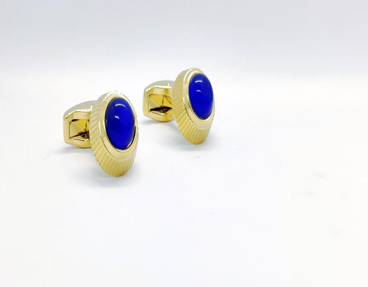 Luxury High-end opal Gold Cufflinks with Blue Stone
