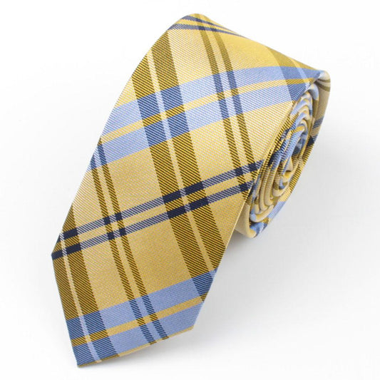 Yellow Silk Tartan Necktie-SHOPWITHSTYLE