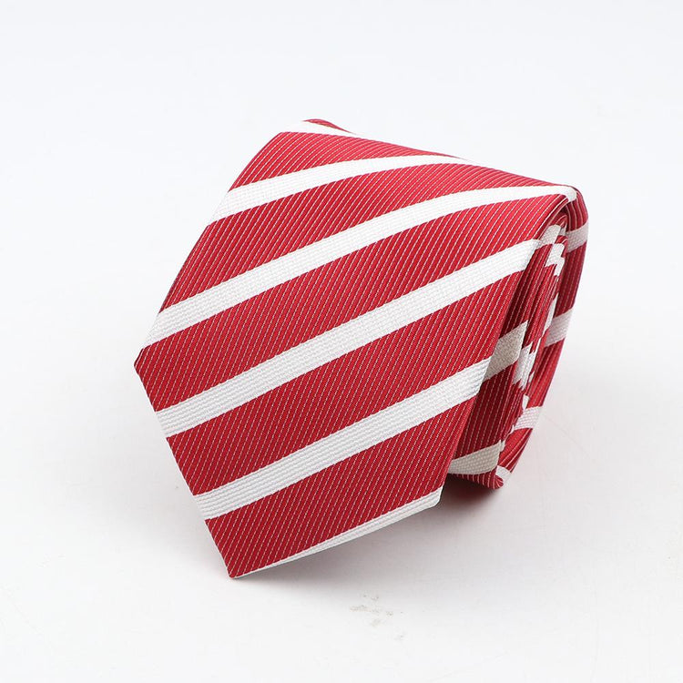 7cm Red and White Striped Tie-SHOPWITHSTYLE