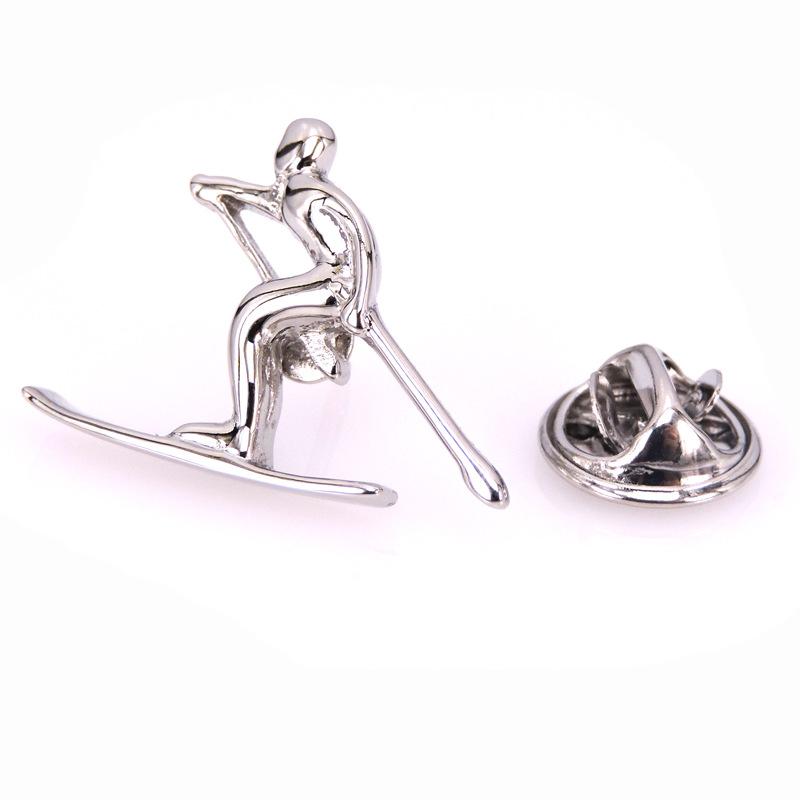 Silver Skiing Lapel Pin- SHOPWITHSTYLE