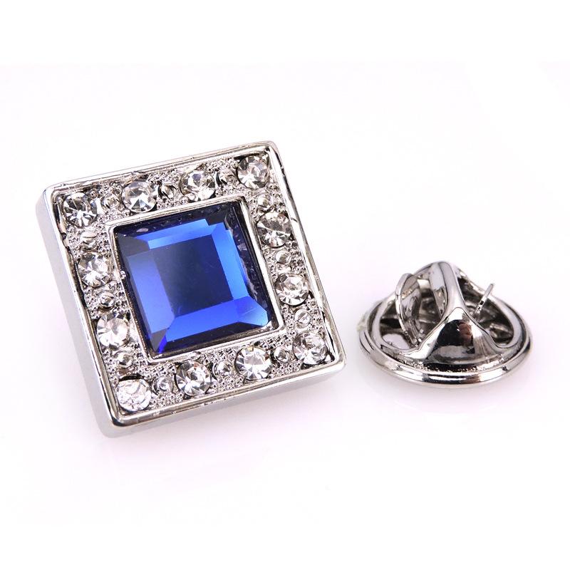 Silver Blue Crystal Lapel Pin- SHOPWITHSTYLE