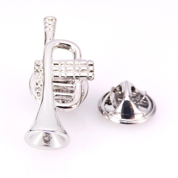 Silver Trumpet Lapel pin- SHOPWITHSTYLE