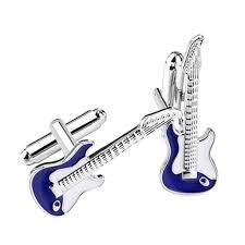 Blue White Enamel Guitar Cufflinks- SHOPWITHSTYLE