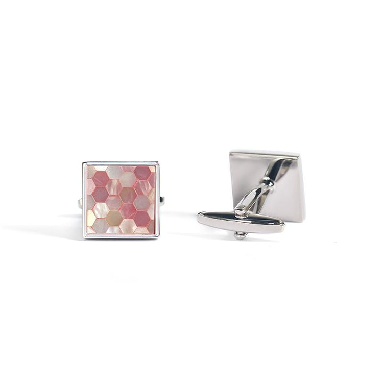 Pink Mother of Pearl Honeycomb Cufflinks