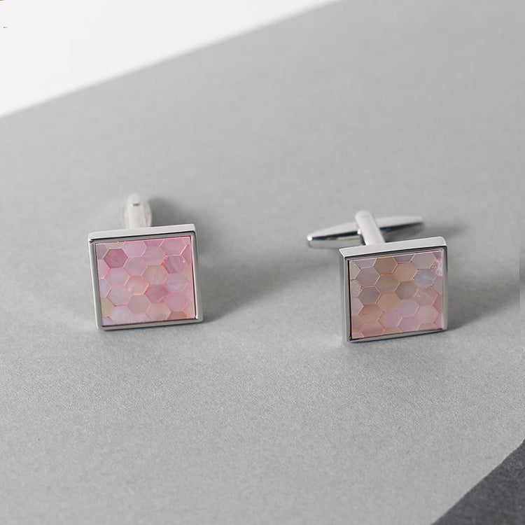 Pink Mother of Pearl Honeycomb Cufflinks