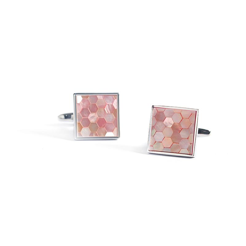 Pink Mother of Pearl Honeycomb Cufflinks- SHOPWITHSTYLE