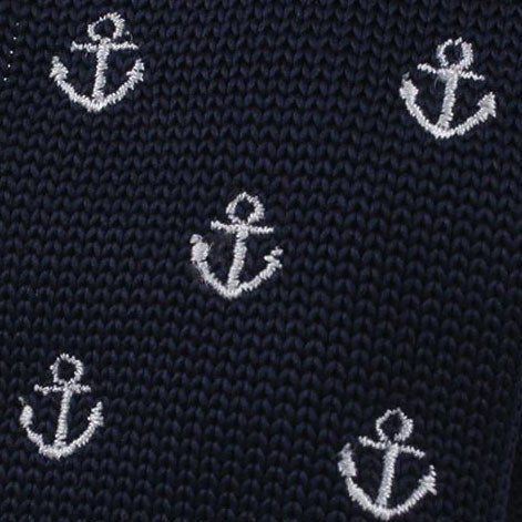 Navy Blue Anchor Knitted Tie