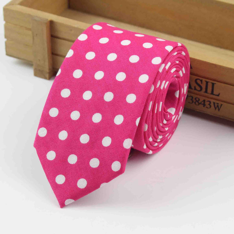 Pink and White Polka Dotted Necktie-SHOPWITHSTYLE