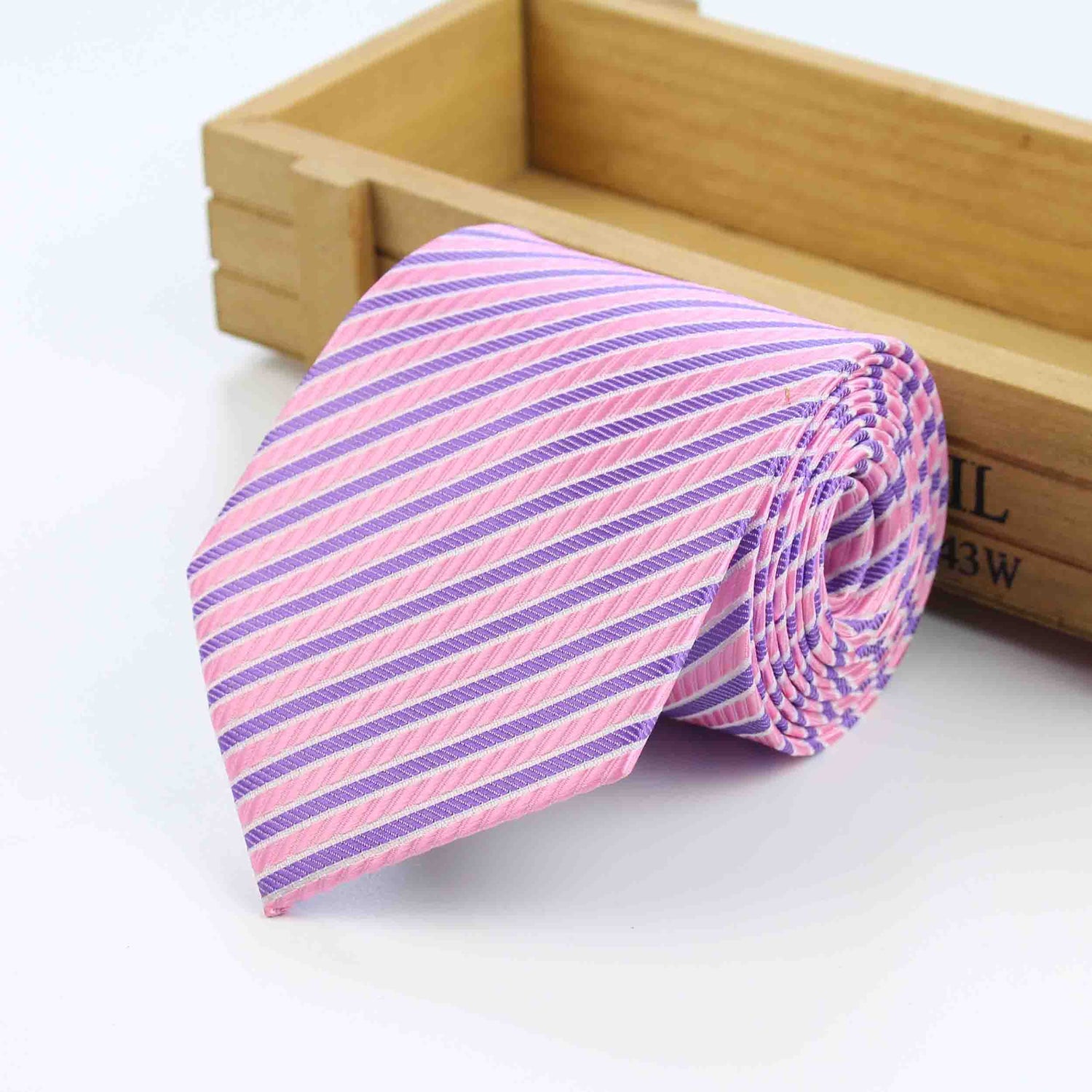 Pink and Purple Stripe Tie for Men-SHOPWITHSTYLE
