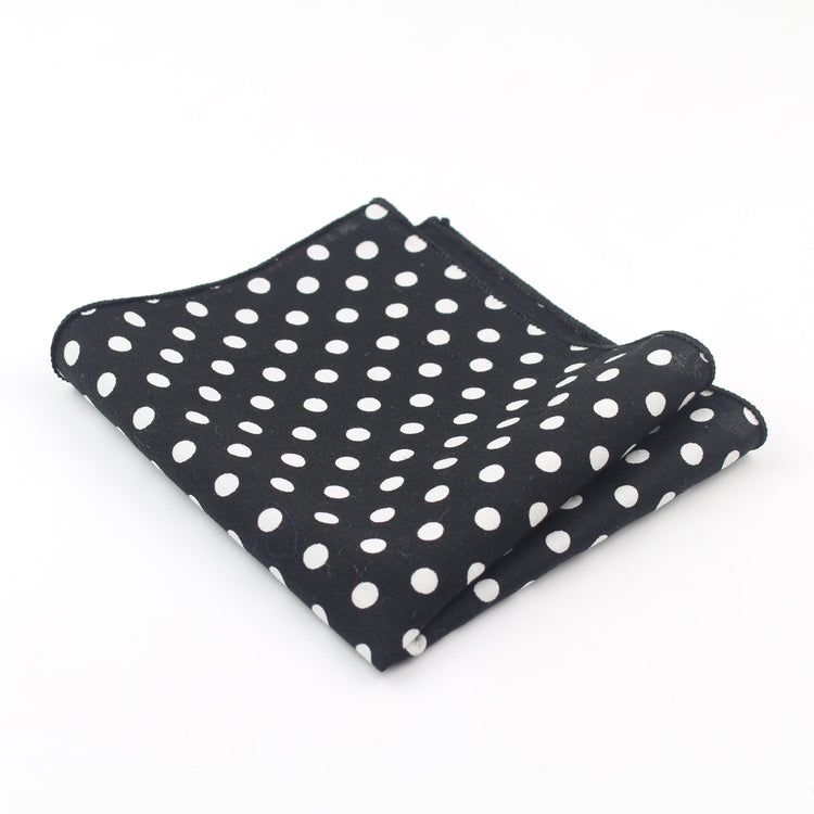 Black Polka Dots Cotton Pocket Square