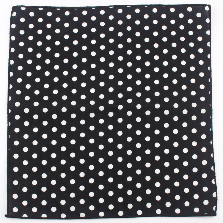 Black Polka Dots Cotton Pocket Square