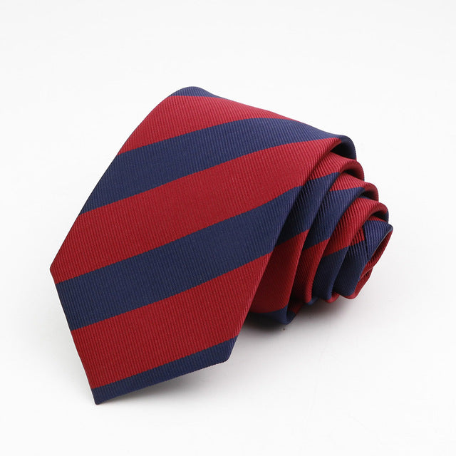 Crimson Red and Navy Blue Striped Tie