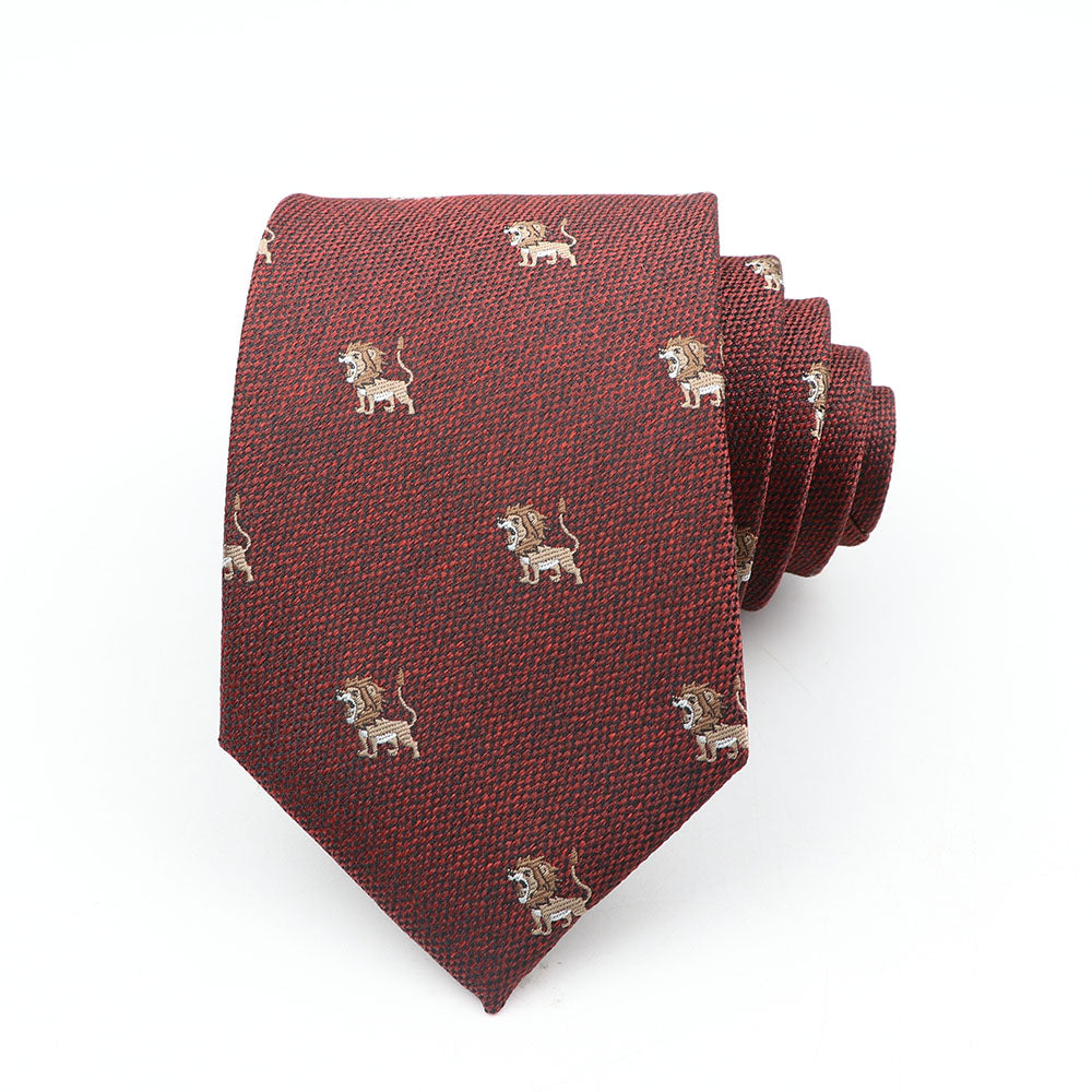 8cm Brown Lion Printed Tie