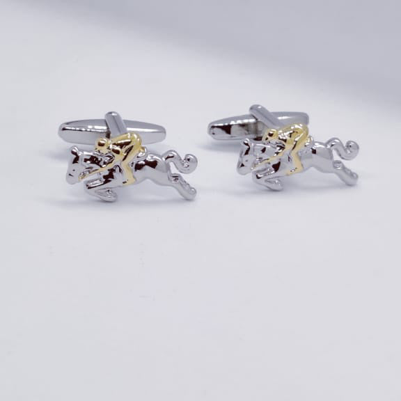 Silver Gold Polo Player Cufflinks