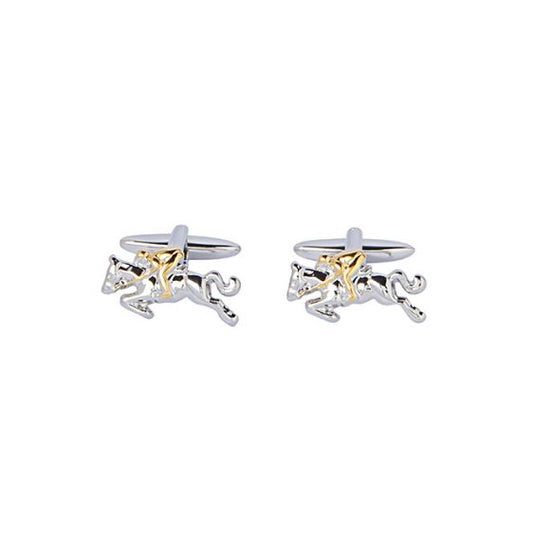 Silver Gold Polo Player Cufflinks