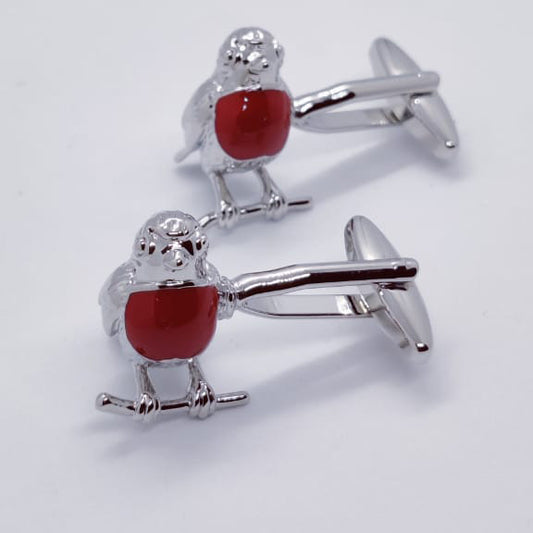 Red Robin Silver Cufflinks