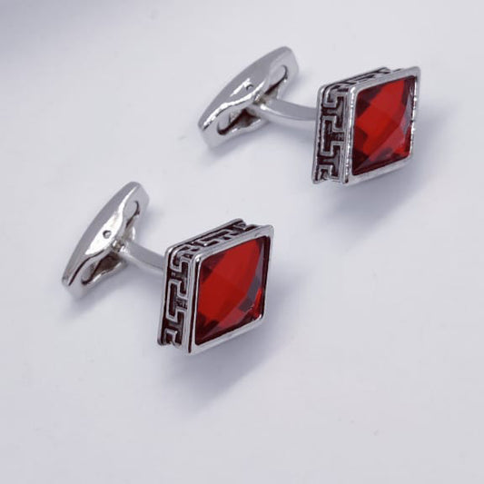 Red Stone Rhombus Cufflinks