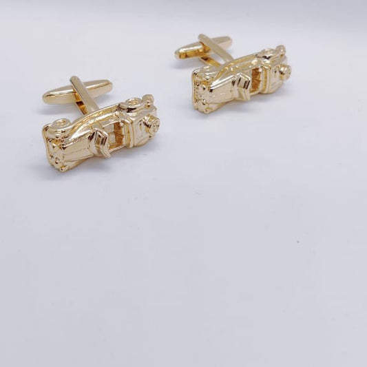 Golden Racing Car Cufflinks