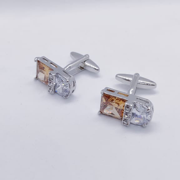 Two Tone Crystal Stone Cufflinks