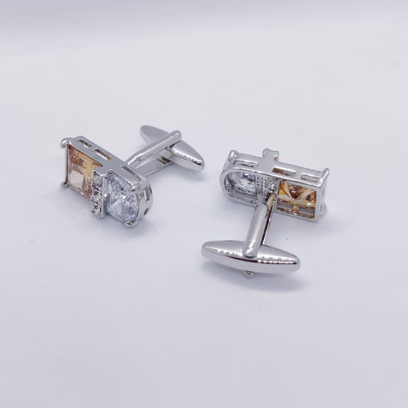 Two Tone Crystal Stone Cufflinks