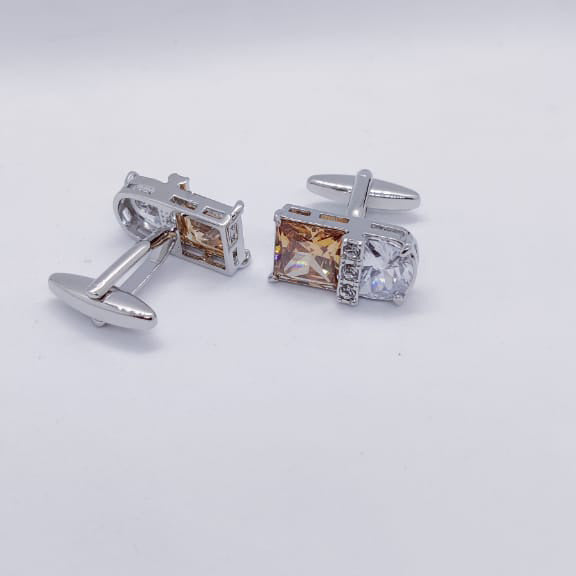 Two Tone Crystal Stone Cufflinks