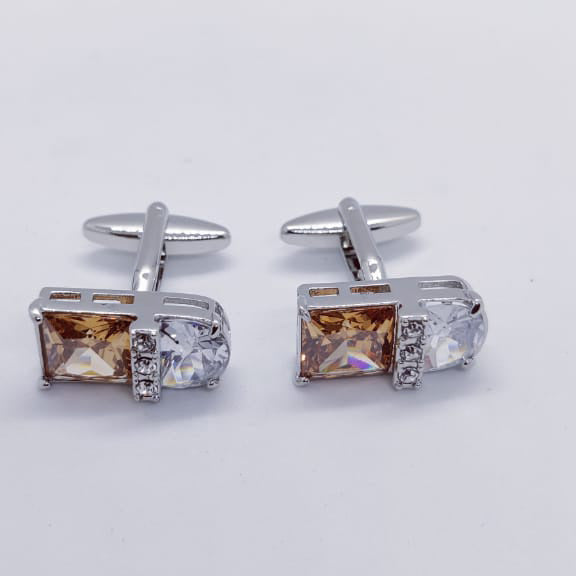 Two Tone Crystal Stone Cufflinks