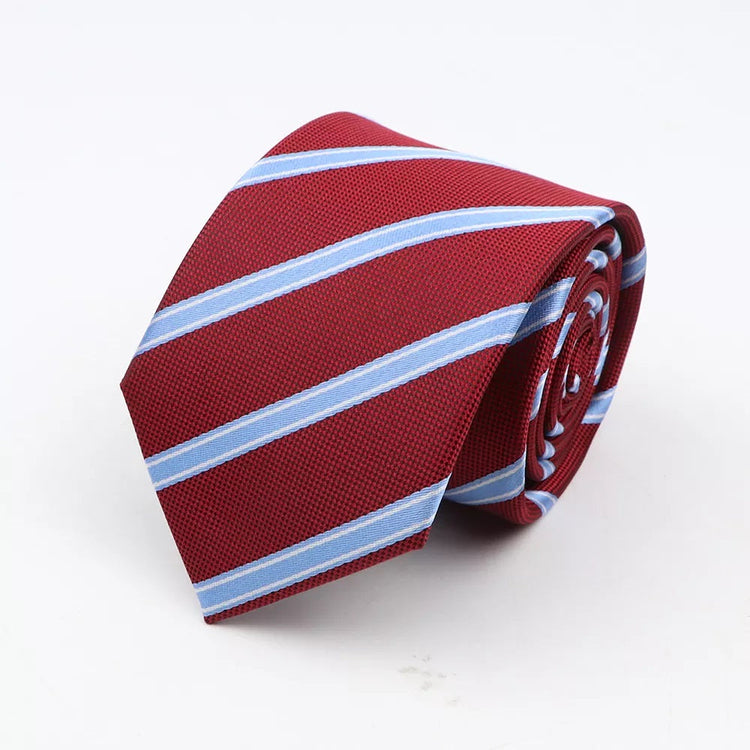 7cm Red Light Blue Stripe Tie