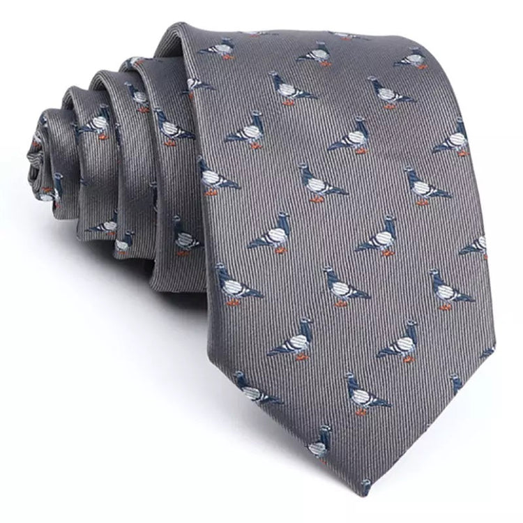 7.5cm Grey Pigeon Printed Tie