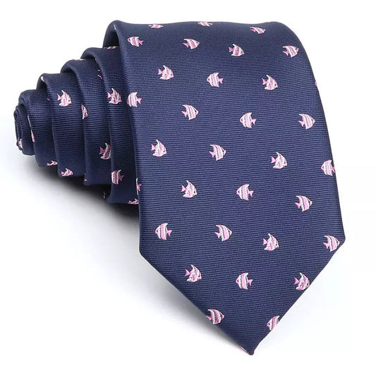 7.5cm Blue Pink Angel Fish Tie