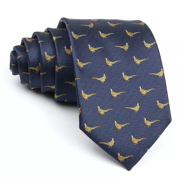 7.5cm Navy Blue Pheasant Tie
