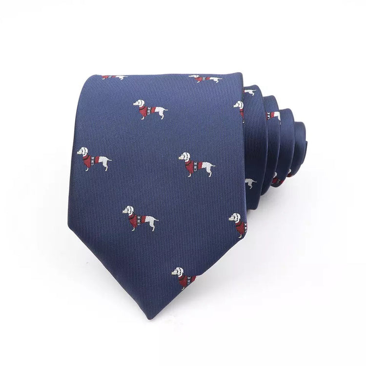 8cm Navy Dachshund Printed Tie
