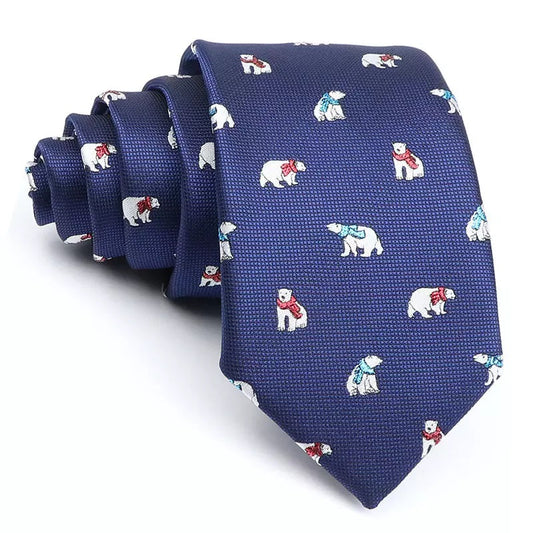 7.5cm White Polar Bear Blue Tie