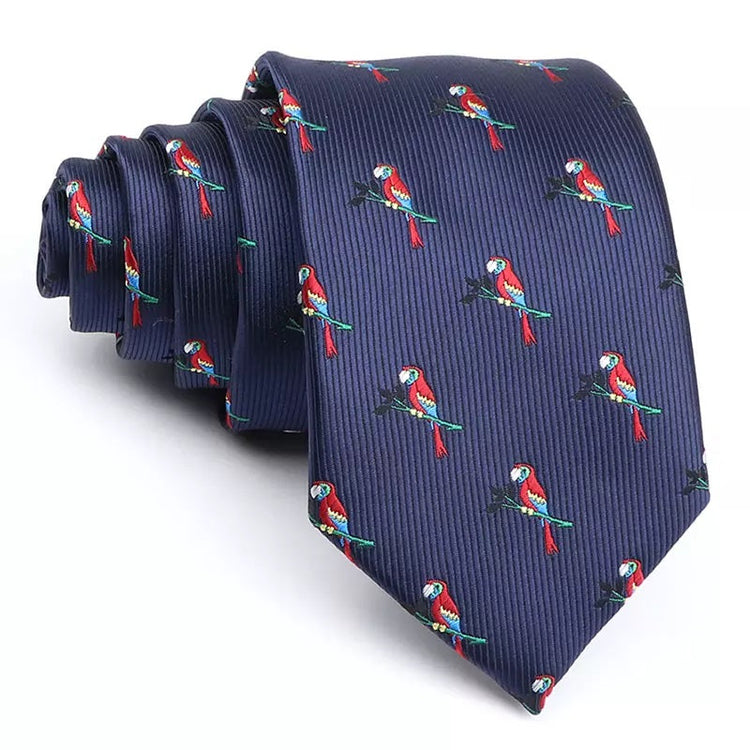 7.5cm Scarlet Macaw Navy Tie