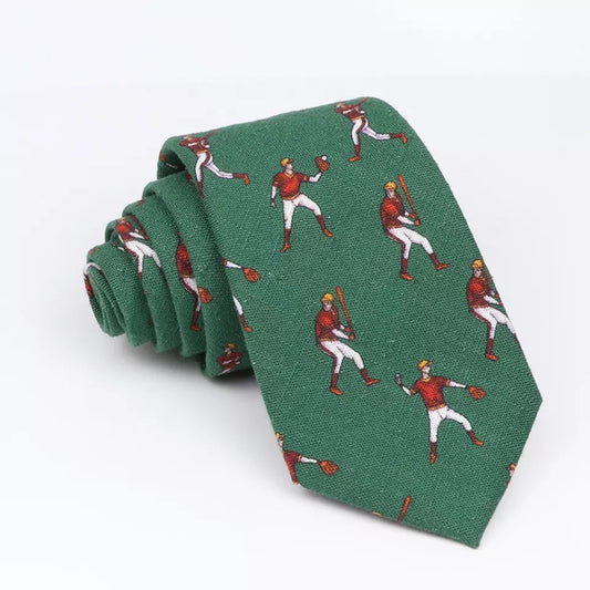 7cm Base Ball Player Green Cotton Tie