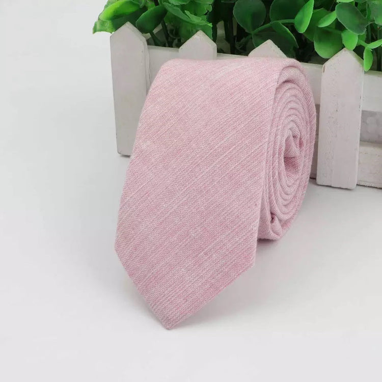 6cm Solid Pink Cotton Tie