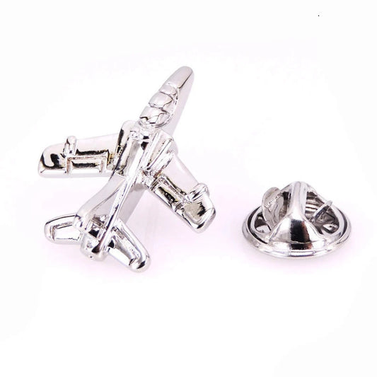 Silver Fighter Jet Lapel Pin