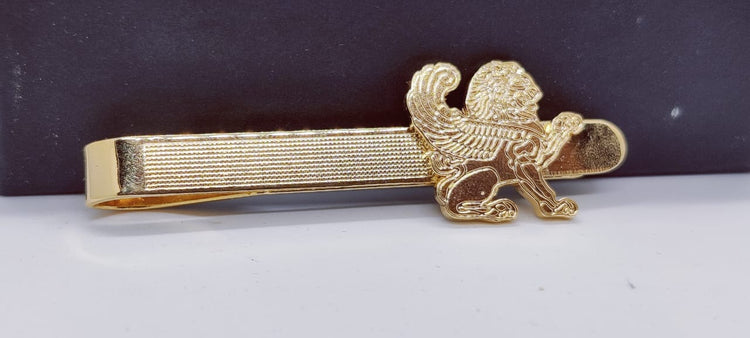 Gold Engraved Lion Tie Clip